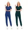 Kvinnors tvåbitar byxor Kvinnor Solid Color Spa Threaded Clinic Work Suits Tops Uni Scrub Pet Nursing Uniform Drop Delivery Apparel