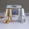 Italy Little Golden Man Thinker Creative LED Rechargeable Atmosphere Lamp Bedroom Bedside Study Night Light Children's Day Gifts