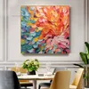 Textured Feather Oil Canvas Painting Abstract Colorful Leaves Hand Painted Wall Art Unique Living Room Decor Custom Colorful Painting Gift