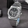 Luxury Men's Quartz Watches High Quality Six Hands Diamond Encrusted Running Seconds Multifunction Datejust Calendar Steel Strap Watches