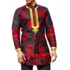 Kaunda Mens Suits Kaftan Outfits Ronde hals gestreepte afdruk Lange mouwen Afrikaanse etnische stijl Herensets Traditionele kleding 240407