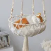 Gran hamaca de gato macrame, macrame colgante columpio gato cesta de cama para perro accesorios para mascota accesorios de gato de perro