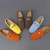 Casual Shoes Spring Autumn Soft Leather Men Fashion England Herrklänning Male Solid Color Designer Loafers Man Flats