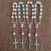 Brin 200pcs / paquet bleu mélangé blanc rose rosaire de couleur narrot du chapelet avec Virgin Mary Center et mini