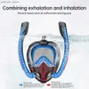 Dykmasker dubbelrör snorkling mask full ansikte torr simning snorkling med kameror ram anti dim dykglasögon under vattnet tillbehör y240410