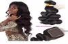 Indian Human Hair Bundles With 6X6 Lace Closure Middle Three Part Body Wave Hair Wefts With 66 Closure Natural Color Body Wa1402541