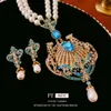 Sier igły zestaw w kształcie serca w kształcie woda w kształcie serca upuść perły w stylu pałacu spersonalizowane mody eleganckie eleganckie kolczyki dla kobiet