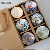 6PCS Chinese Household Teaware Blue and White Porcelain Tea Set Hand-painted Tea Cup Puer Black Tea Tieguanyin Ceramic Cups