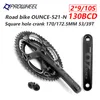PROWHEEL OUNCE-521-N Road Bike Square Hole Crankset 170mm 130BCD 53/39T Double Chainrings Sprockets Road Bicycle Crank Set