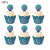 12pcs / set eid mubarak cupcake toppers gâteau tasses emballages festival du Ramadan décoration de fête musulman islamique