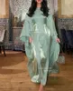 Party Dresses Xijun Luxury Silk Satin Green Evening Modest Long Sleeves Glitter Formal Prom Saudi Arabric Muslim Gowns