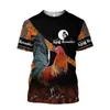 Premium White Rooster Hunting Camo 3D över hela tryckta män T Shirt Summer Style Casual Tee Shirts Unisex Street Tshirt TX-102
