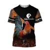 Premium White Rooster Hunting Camo 3D em toda a impressora Men Tir Shirt Summer Style Casual Camisetas unissex Street Tshirt TX-102