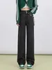 Jeans femminile casual vestiti degli anni '90 vintage eleganti sottili jeans battiti da donna estate tasche nere pantaloni magri a bottone a molla coreano in stile coreano