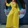 Plus Size Women Jumpsuit Autumn V Neck One Piece Roupa casual Lady Ruffle Tracksuit Sexy Club Clow Fashion calças soltas 240410