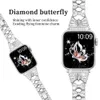 Butterfly Bracelet for Apple Watch Band iWatch 7 SE 6 5 4 3 Easy Adjustable Women Bling Jewelry New Watchband Strap Metal Silver