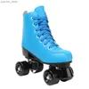 Inline Roller Skates Black Wheels Roller Skates Women Men Roller Skate Shoes Quad Sneakers Beginner Outdoor Skating Adult Double Row 4-wheel Pulley Y240410