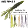 Westbass 5pcs 소프트 유충 미끼 1.8g-2.2g 실리콘 새우 낚시 루싱 고무 벌레 수영 베이트 파이크 wobblers 세보스 페스카 액세서리