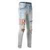 Jeans uomini strappato pantaloni in jeans hip hop uomini vintage in pelle ridotta in pelle vintage jeans per moto sottili skinny