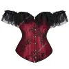 Corsets gothiques Steampunk pour femmes tops bustier plus en dentelle florale vintage excessive corset avec manches vertes rouges noir