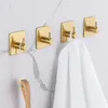 Goldene Wandhaltertuch Haken Tür Kleidung Hut Haken Haken Handtuch Kleidung Robe Rack 3m Aufkleber Kleber 4pcs