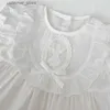 Vestidos de menina Ins verão Girls Girls Dress 0-4 Ayears Princesa Solid White Puff Sleeve O-Folck A-Line Cotton Pieces Rouphits Roupos de aniversário L47