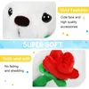 Bambole peluche da 28 cm morbido bianco grave orso giocattolo peluche rosa kawaii a led piena piena di animali da ragazza e regalo di San Valentino J240410