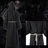 Halloween Medieval Hooded Abbe Plague Dottore Maschera Cappello per maschere per uomo Monk Cosplay Sampunk Priest Horror Wizard Cloak Cape