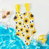 2024 Summer Kids Girls Floral Swimwear One Piece Swimsuit Sunflowers Imprimez la plage de baignade pour filles pour les filles