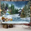 Christmas Woods Snow Scene Tapestry Wall Hanging New Year Gift Elk Bohemian Style Bed Curtain Dormitory Home Decor