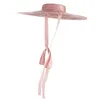 Gemvie 4 Farbweite Krempe Flat Top Strohhut Sommerhüte für Frauen Ribbon Beach Cap Boilien modische Sonne mit Kinngurt 240410