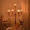 5 Arms Metal Candelabra Home Holiday Decoration Table Centerpieces Crystal Candle Holders for Wedding Party Candlestick 220208257k