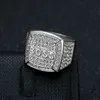 Hip Hop Square Stainless Steel BOSS Letter Casting Ring Real Gold Plated Jewelry