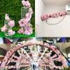 人工花シルクウェディングアーチフェイクサクラプラスチックブドウ吊り天井ガーランドチェリーブロッサムホームパイプ背景の装飾