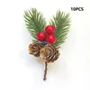 Dekorativa blommor 10 datorer jul konstgjorda grenar 8 5 cm plast röd bär tall nål pinecone matbord kransdekorationer