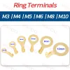 100pcs Ring Crimp Terminal Lugs Connecteurs de câble de fil électrique Gold M3 M4 M5 M6 M8 M10 POUR LE TYPE O SHOE POUR SPLICE VIS