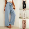 Women's Pants Belted Wide-leg Stylish High Waist Wide Leg With Pockets Casual Streetwear Trousers For Sports Everyday Wear