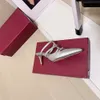 Summer Small Riveted Three-strap Pointed Sandals Fashion Designer Stiletto Sandals High-quality Leather Pure To Wear With Women Sandals With Box 35-41