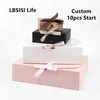 Life lbsisi, boîte cadeau en papier mariage rouge kraft kraft blanc rose rose biscuit t-shirt t-shirt swarf pack boxes with rubans, 5pcs