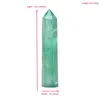 110-130 mm Punto de cristal natural Fluorita Green Healing Stone Obelisk Quartz Wand Ornament for Home Decor Energy Stone Tower