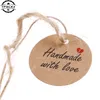 100pcs/lot Handmade With Love Labels Hang Tags Blank Kraft Paper With 20m String Tag Labels Party Favors Gift Thank You Thanks