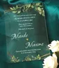 Acrylic Wedding Invitation,Eucalyptus Acrylic Invite,Custom 10pcs Acrylic Wedding Menu with Base,Green Leaves Baptism Invitation