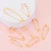 1PCS 18K Gold Bated Copper Pin Safety Broche Pins Clip com loops conectores Base em branco para mulheres