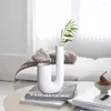 Vase Nordic Ceramic Creative U字型の花瓶リビングルームデスクトップアレンジメントウェディングクラフトホームデコレーション家具