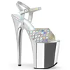 Sandals Women Summer Open Toe Comfy Patent Leather Buckle Strap 20CM Thin High Heels Waterproof Rhinestone Party Shoes