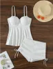 Women's Swimwear Women Push Up Tankini Sets White High Waist Swimming Suit With Shorts Two Pieces Swimsuit Trunks Bathing Beachwear