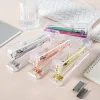 Stapler plastik kağıt bağlayıcı klipsi yükleme aracı mini bağlayıcı zımba ofis ofis bağlama malzemeleri klips zımba aksaklık