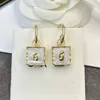 Boucles d'oreilles designer 14K Lettres de géométrie plaquées GORME BROUONNE MÉDICE JEWERLRY