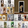 Animal PVC Wallpaper Self adhesive 3D Door Sticker Tiger Horse Elephant Panda Mural Removable Home Decor Decal DIY Deur Sticker 21234r