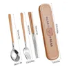 Din sets Sets Travel bestek Set draagbaar tafelwerk chopstick mes vork lepel camping vouwpicknick picknick home keuken accessoires